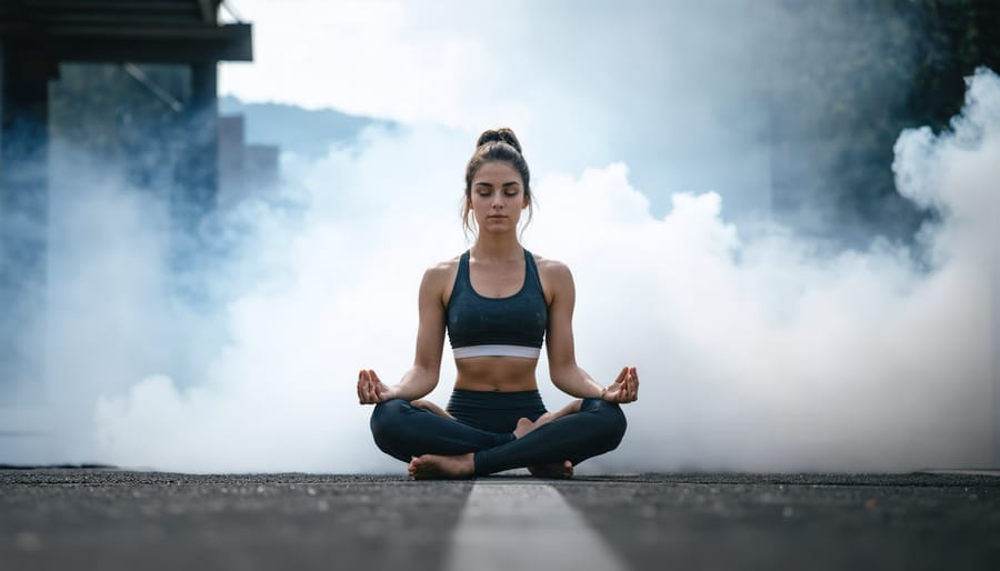 Athlete practicing mindfulness exercises for stress management instead of vaping