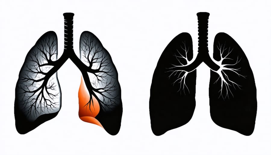 Infographic showing comparative lung capacity and oxygen uptake in vaping vs non-vaping athletes during exercise